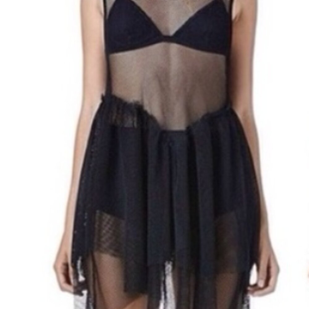 UNIF Bait Black Mesh Dress - Size Medium with bonus Bodysuit Strapless PVC Top